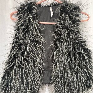 Stylish Black and Gray Women's Faux Fur Vest